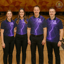 Load image into Gallery viewer, Custom Purple Lightning Cobra Snake Bowling Shirt For Men, Bowling Team Jersey Polo &amp; 1/4 Zip TDM6351