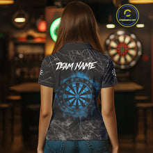 Load image into Gallery viewer, Black And Blue Grim Reaper Smoke Funny Dart Shirts For Women Custom Dart Jerseys, Darts Clothing TDM4005