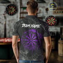 Load image into Gallery viewer, Black And Purple Smoke Grim Reaper Funny Dart Shirts For Men Custom Dart Jerseys, Darts Clothing TDM4006