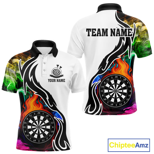 Colorful Rainbow Smoke Dart Shirts For Men Custom Team Polo & Quarter Zip Darts Jerseys Outfit TDM4007