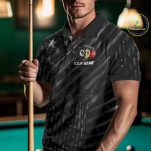 Load image into Gallery viewer, Custom Black US Flag Billiard Shirt For Men Custom Patriotic Billiard Team Jersey Polo &amp; 1/4 Zip TDM6530
