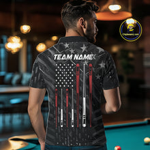 Load image into Gallery viewer, Custom Black US Flag Billiard Shirt For Men Custom Patriotic Billiard Team Jersey Polo &amp; 1/4 Zip TDM6530