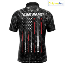 Load image into Gallery viewer, Custom Black US Flag Billiard Shirt For Men Custom Patriotic Billiard Team Jersey Polo &amp; 1/4 Zip TDM6530