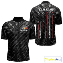 Load image into Gallery viewer, Custom Black US Flag Billiard Shirt For Men Custom Patriotic Billiard Team Jersey Polo &amp; 1/4 Zip TDM6530