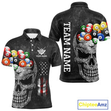Load image into Gallery viewer, Personalized Grunge Skull Billiard Shirt For Men Custom Patriotic American Flag Pool Team Jerseys TDM4196