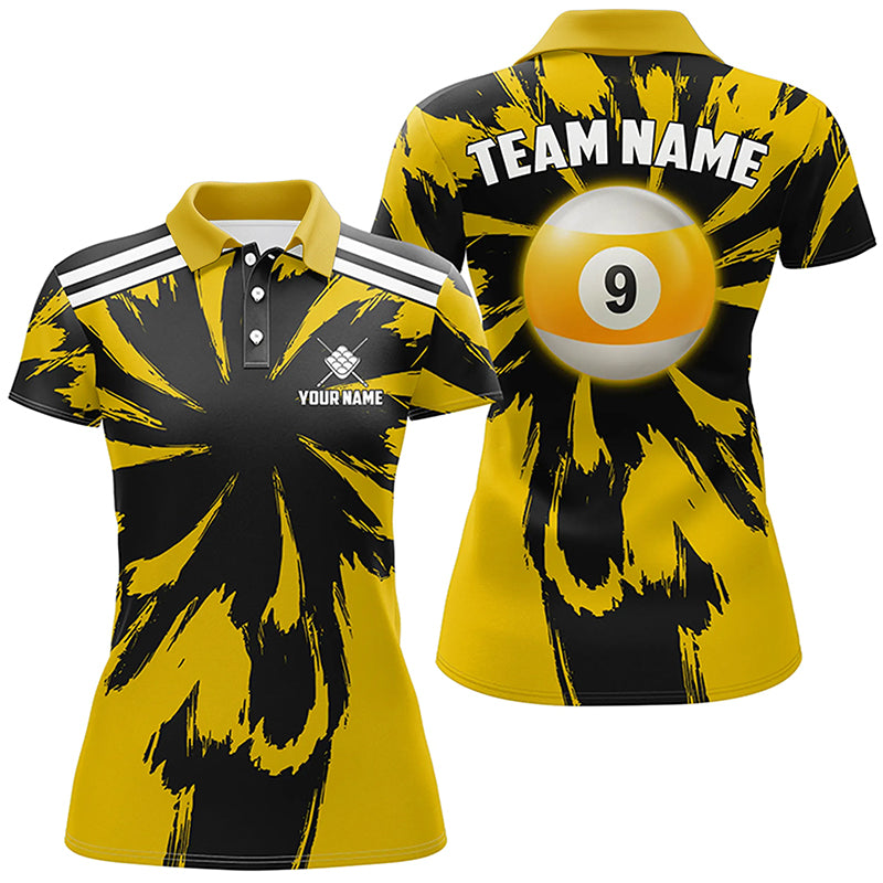 Personalized Funny Storm Yellow 9 Ball Pool Women Billiard Shirts Custom Unique Team Billiard Jerseys TDM2026