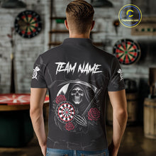 Load image into Gallery viewer, Personalized Red Funny Skull Roses Darts Shirt For Men Custom Darts Team Jersey, Darts Outfit TDM4356