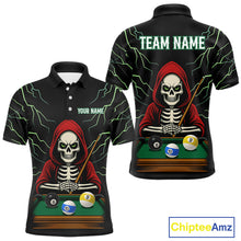 Load image into Gallery viewer, Personalized Funny Skeleton Billiard Shirt For Men Custom Billiard Jersey Team Polo &amp; Quarter Zip TDM4364