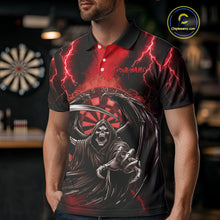 Load image into Gallery viewer, Personalized Red Grim Reaper Thunder Lightning Darts Shirt For Men, 3D Darts Team Jerseys TDM4588