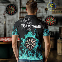 Load image into Gallery viewer, Personalized Turquoise Flaming Dragon Darts Shirt For Men Custom Darts Team Jersey Polo &amp; 1/4 Zip TDM4592