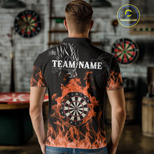 Load image into Gallery viewer, Personalized Orange Flaming Dragon Darts Shirt For Men Custom Darts Team Jersey Polo &amp; Quarter Zip TDM4593