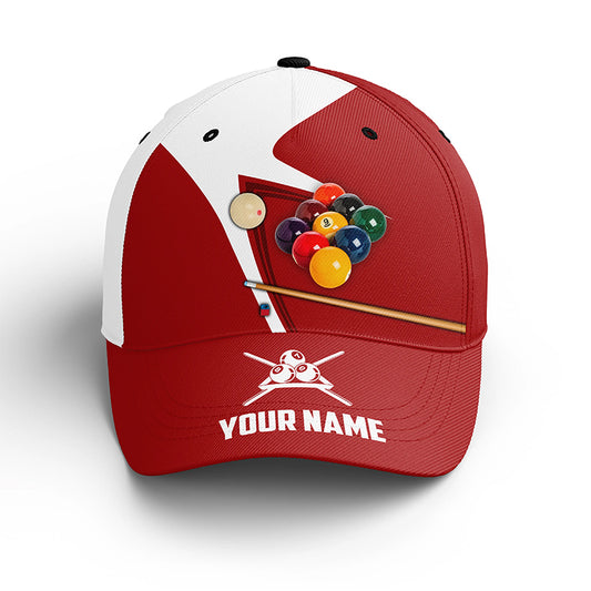 Personalized Billiard Balls Red Version Caps Hats For Men Women, Adjustable 3D Printed Billiard Baseball Caps TDM0371