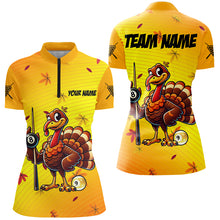 Load image into Gallery viewer, Yellow Funny Turkey Women Billiard Shirts Custom Thanksgiving Shirt For Pool Lover, Billiard Jerseys TDM2753