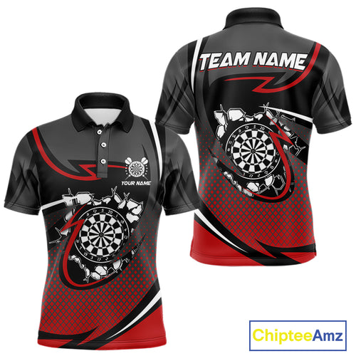 Funny Crack Dartboard Red Darts Polo & Quarter Zip Custom Darts Shirt For Men Darts Team Jersey TDM5006