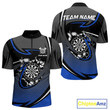 Load image into Gallery viewer, Funny Crack Dartboard Blue Darts Polo &amp; Quarter Zip Custom Darts Shirt For Men Darts Team Jersey TDM5007