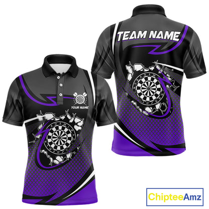 Funny Crack Dartboard Purple Darts Polo & Quarter Zip Custom Darts Shirt For Men Darts Team Jersey TDM5008