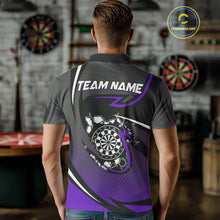 Load image into Gallery viewer, Funny Crack Dartboard Purple Darts Polo &amp; Quarter Zip Custom Darts Shirt For Men Darts Team Jersey TDM5008