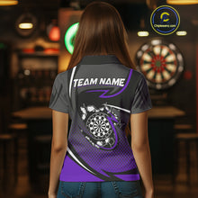 Load image into Gallery viewer, Funny Crack Dartboard Purple Darts Polo &amp; Quarter Zip Custom Darts Shirt For Women Darts Team Jersey TDM5008