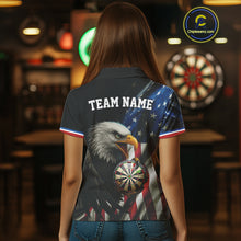Load image into Gallery viewer, American Flag Eagle Darts Shirt For Women Custom Patriotic Darts Jersey Team Polo &amp; Quarter Zip TDM5012