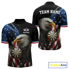 Load image into Gallery viewer, American Flag Eagle Darts Shirt For Men Custom Patriotic Darts Jersey Team Polo &amp; Quarter Zip TDM5012