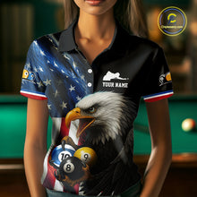 Load image into Gallery viewer, Personalized American Flag Eagle Pool Jersey For Women Custom Billiard 8, 9 &amp; 10 Ball Team Shirt TDM5013