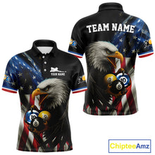 Load image into Gallery viewer, Personalized American Flag Eagle Pool Jersey For Men Custom Billiard 8, 9 &amp; 10 Ball Team Shirt TDM5013