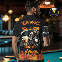 Load image into Gallery viewer, Personalized Grim Reaper Pool And Beer Flame Billiard Shirt For Men, Funny 8 Ball Pool Team Jersey TDM5014