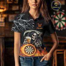 Load image into Gallery viewer, Personalized Grim Reaper Darts And Beer Flame Darts Shirt For Women Custom Funny Darts Team Jersey TDM5015