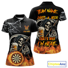 Load image into Gallery viewer, Personalized Grim Reaper Darts And Beer Flame Darts Shirt For Women Custom Funny Darts Team Jersey TDM5015