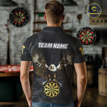Load image into Gallery viewer, Black And Gold Custom Eagle Paint Darts Shirt For Men, Darts League Jersey Team Polo &amp; 1/4 Zip TDM5475