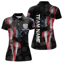 Load image into Gallery viewer, Smoke American Flag Dart Shirt with pocket Custom Patriotic Women Dart Jersey TDM3577