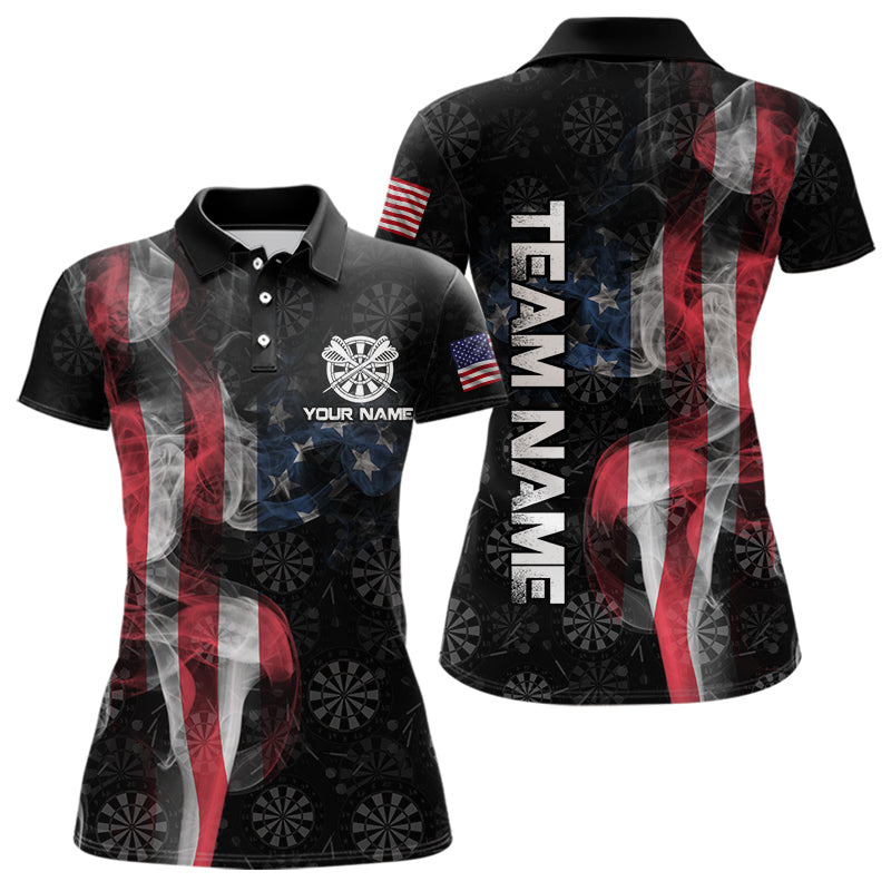 Smoke American Flag Dart Shirt with pocket Custom Patriotic Women Dart Jersey TDM3577