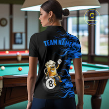 Load image into Gallery viewer, Blue Flaming Funny Beer 8 Ball Billiard Shirt For Women Custom Pool Team Jersey Polo &amp; 1/4 Zip TDM5937