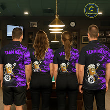 Load image into Gallery viewer, Purple Flaming Funny Beer 8 Ball Billiard Shirt For Men Custom Pool Team Jersey Polo &amp; 1/4 Zip TDM5938