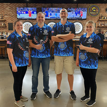 Load image into Gallery viewer, Blue Flaming American Flag Eagle Darts Shirt For Men Custom Darts Jersey Team Polo &amp; 1/4 Zip TDM5941