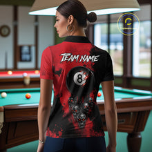 Load image into Gallery viewer, Red Grim Reaper 8 Ball Billiard Shirt For Women Custom Skull Pool Team Jersey Polo &amp; 1/4 Zip TDM6102