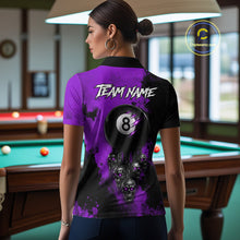 Load image into Gallery viewer, Purple Grim Reaper 8 Ball Billiard Shirt For Women Custom Skull Pool Team Jersey Polo &amp; 1/4 Zip TDM6104