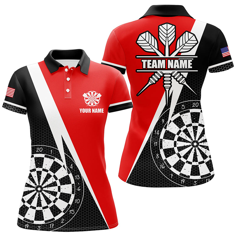 Personalized Retro Darts Board Women Darts Polo Shirts Custom Darts Team Jersey Uniform |Red TDM1465