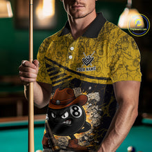 Load image into Gallery viewer, Yellow Grunge Funny 8 Ball Billiard Shirt For Men Custom Pool Team Jersey Polo &amp; 1/4 Zip TDM6355
