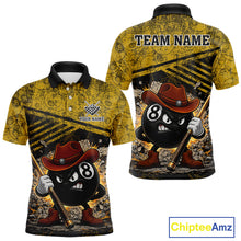 Load image into Gallery viewer, Yellow Grunge Funny 8 Ball Billiard Shirt For Men Custom Pool Team Jersey Polo &amp; 1/4 Zip TDM6355