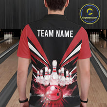 Load image into Gallery viewer, Black And Red Bowling Jersey For Men Custom Strike Lightning Bowling Team Jersey Polo &amp; 1/4 Zip TDM6357