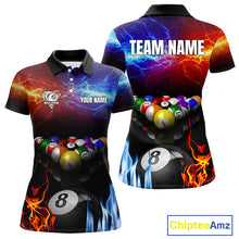 Load image into Gallery viewer, Orange And Blue Custom Lightning Women&#39;s Billiard Shirts – Billiard Pool Team Jerseys Polo &amp; 1/4 Zip TDM4014