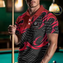 Load image into Gallery viewer, Personalized Red And Black 8 Ball Billiards Pool Shirts For Men Custom Billiard Team Jerseys TDM4199