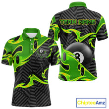 Load image into Gallery viewer, Personalized Black And Green 8 Ball Billiards Pool Shirts For Men Custom Billiard Team Jerseys TDM4200