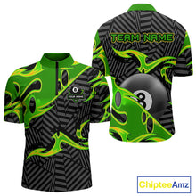 Load image into Gallery viewer, Personalized Black And Green 8 Ball Billiards Pool Shirts For Men Custom Billiard Team Jerseys TDM4200