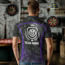 Load image into Gallery viewer, Black Purple Camo Darts Shirt With Pocket Option For Men Custom Dart Jersey TDM4365