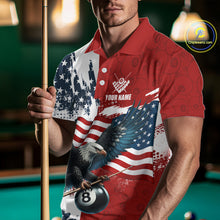 Load image into Gallery viewer, Personalized American Flag Eagle Men Billiard Shirt Custom Patriotic 8 Ball Pool Team Jersey |Red TDM4370