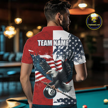 Load image into Gallery viewer, Personalized American Flag Eagle Men Billiard Shirt Custom Patriotic 8 Ball Pool Team Jersey |Red TDM4370
