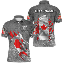 Load image into Gallery viewer, Personalized Grey Grunge Canadian Flag Darts Shirts For Men Custom Patriotic Darts Team Jerseys TDM2510