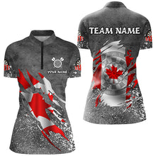 Load image into Gallery viewer, Personalized Grey Grunge Canadian Flag Darts Shirts For Women Custom Patriotic Darts Team Jerseys TDM2510